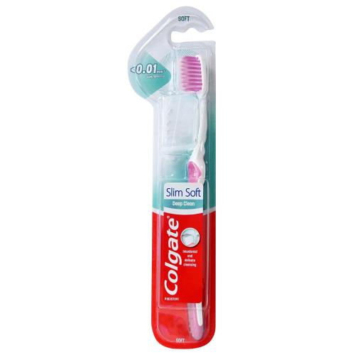 Colgate Slim Soft Deep Clean Toothbrush Soft Μαλακή Οδοντόβουρτσα Ενηλίκων για Βαθύ Καθαρισμό 1 Τεμάχιο - Ροζ